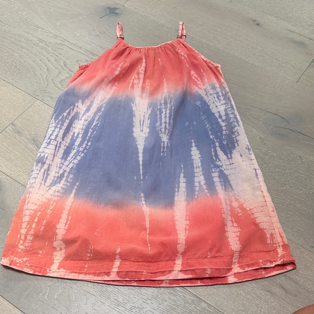 Peek Coral and Indigo Tie-Dye Top